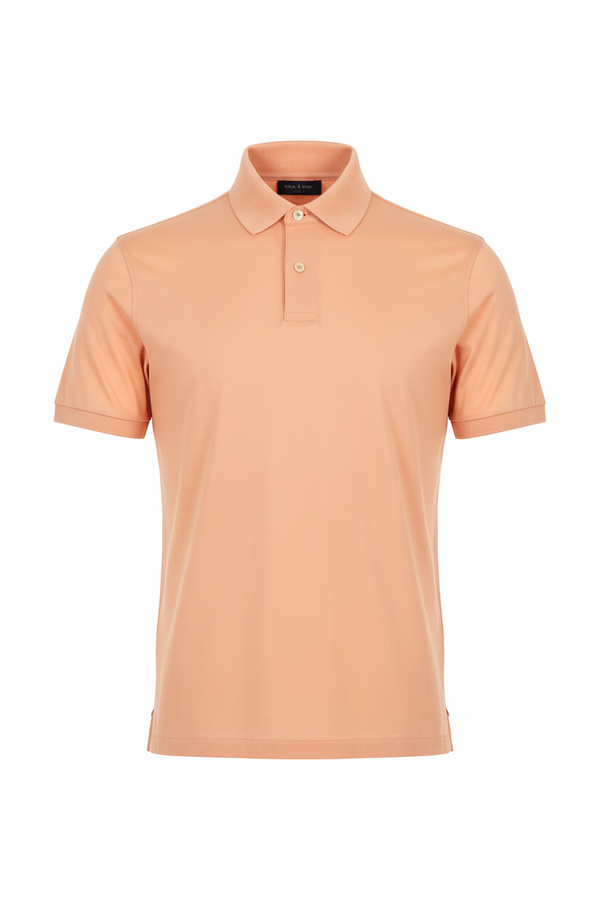 Bird Eye Pique Plain T-Shirt Peach