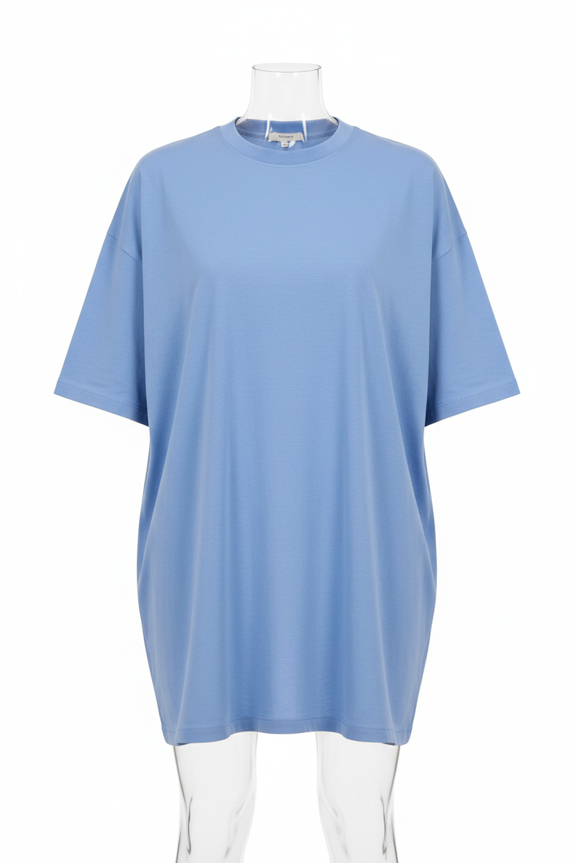 Cotton Matty Plain T-Shirt Sky Blue